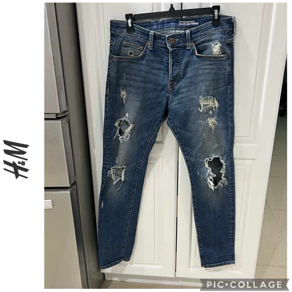 H&M men’s distressed skinny jeans size 32